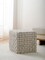 Tiwari Home 18" Gray and Beige Basket Weave Patterned Wool Cube Pouf Ottoman